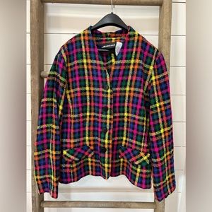 Women’s size 16 Vintage colorful plaid blazer